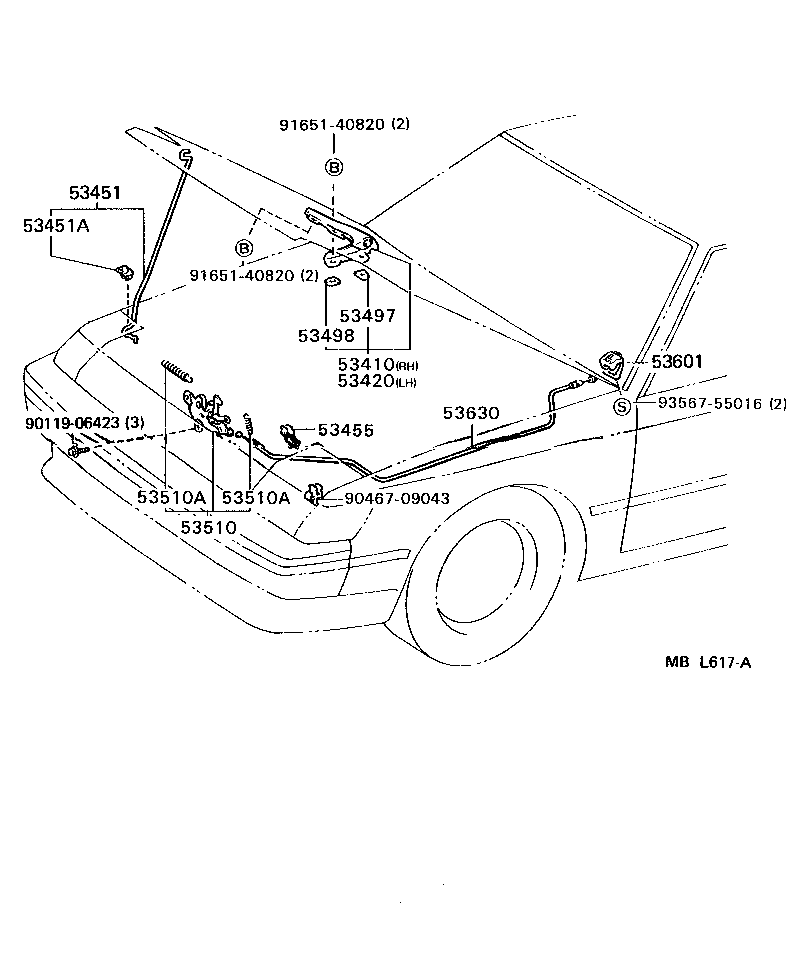 Toyota 53420-32011 HINGE ASSY, HOOD, LH