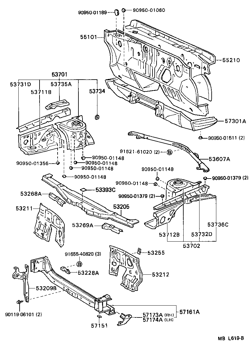 Toyota 53702-20610 APRON SUB-ASSY, FRONT FENDER, LH
