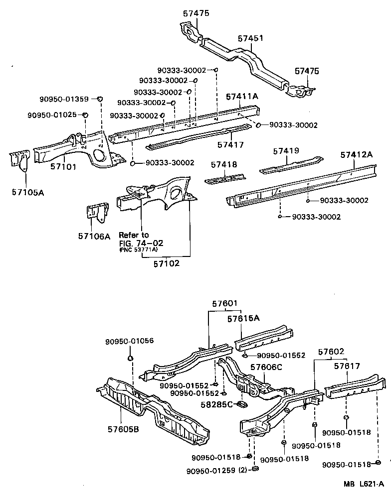 57102-20610 MEMBER SUB-ASSY, FRONT SIDE, LH product image