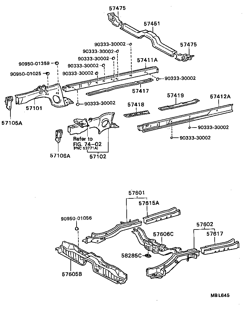 57102-20620 MEMBER SUB-ASSY, FRONT SIDE, LH product image