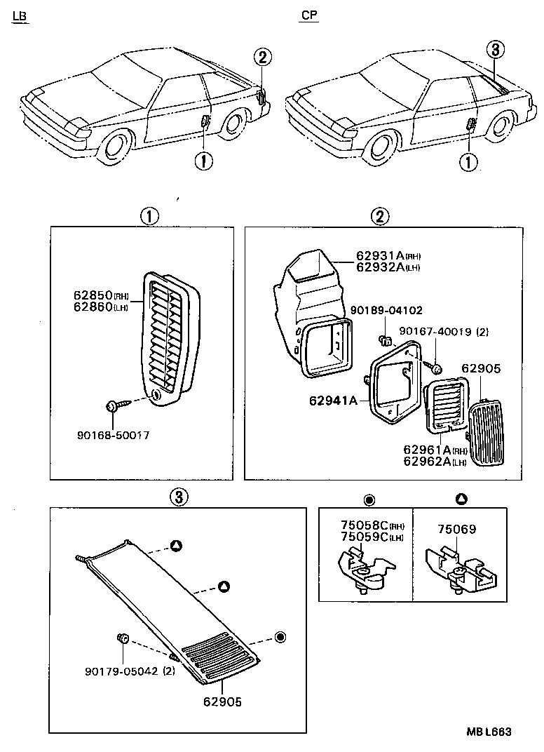 62952-20170 LOUVER, QUARTER VENTILATION product image