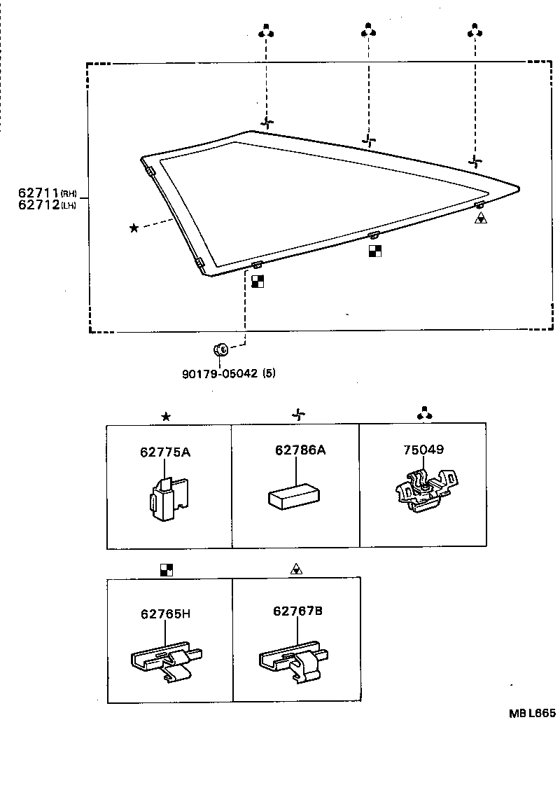 62710-20101 GLASS, QUARTER WINDOW, RH product image