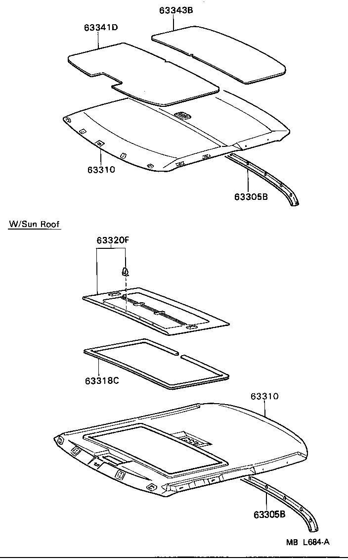 Toyota 63310-20591-04 HEADLINING ASSY, ROOF