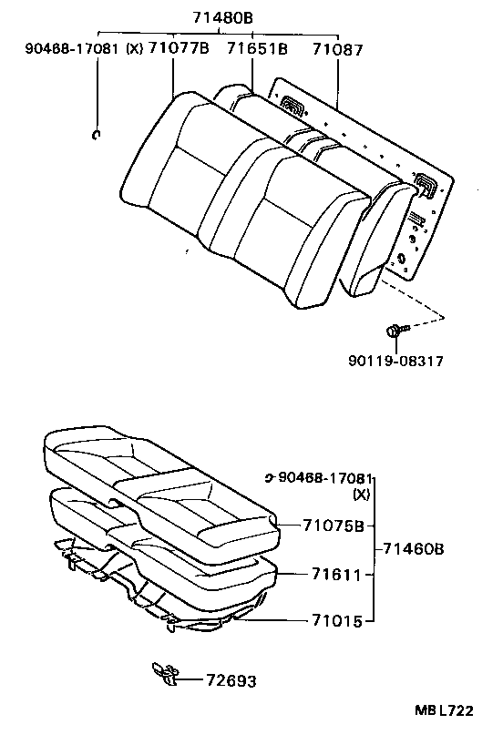 71611-20381 PAD, REAR SEAT CUSHION product image
