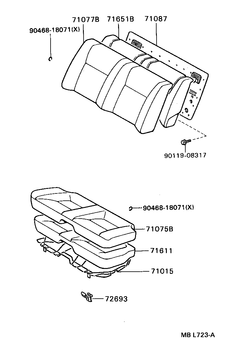 Toyota 71075-2B320-02 COVER, REAR SEAT CUSHION (FOR BENCH TYPE)