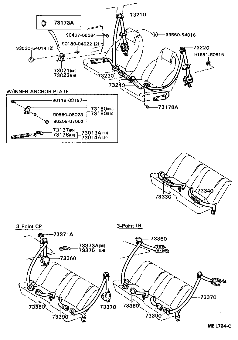 73230-20331-05 BELT ASSY, FRONT SEAT INNER, RH product image