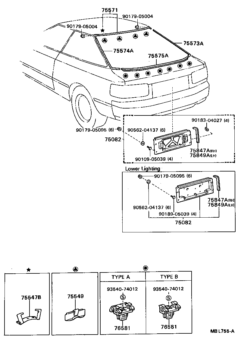 75575-20210 MOULDING, BACK WINDOW, OUTSIDE LOWER RH product image