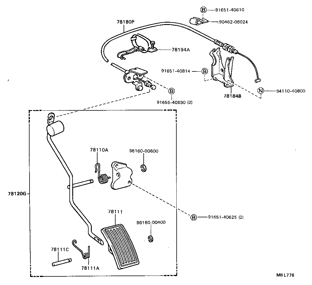 78189-20040 SUPPORT, ACCELERATOR CONTROL CABLE, NO.2 product image