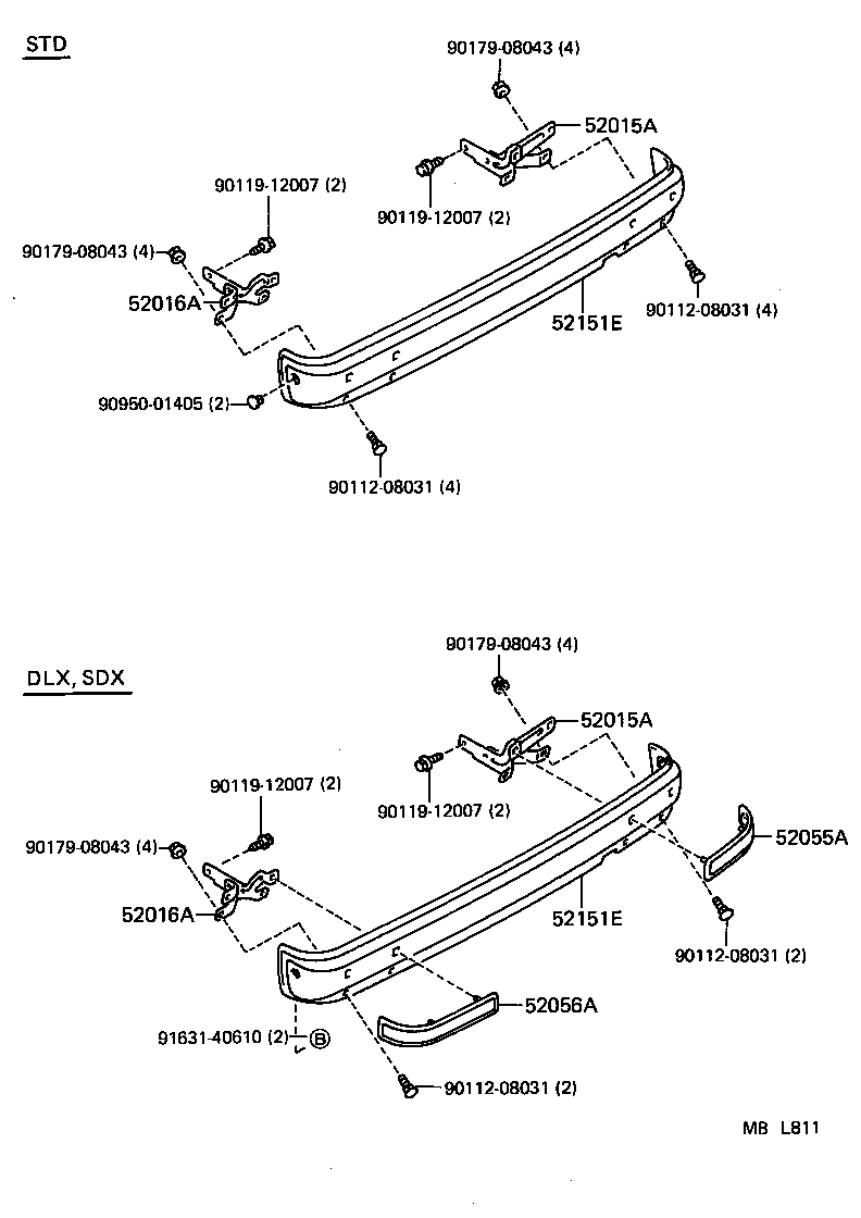 52016-91705 ARM SUB-ASSY, REAR BUMPER, LH product image