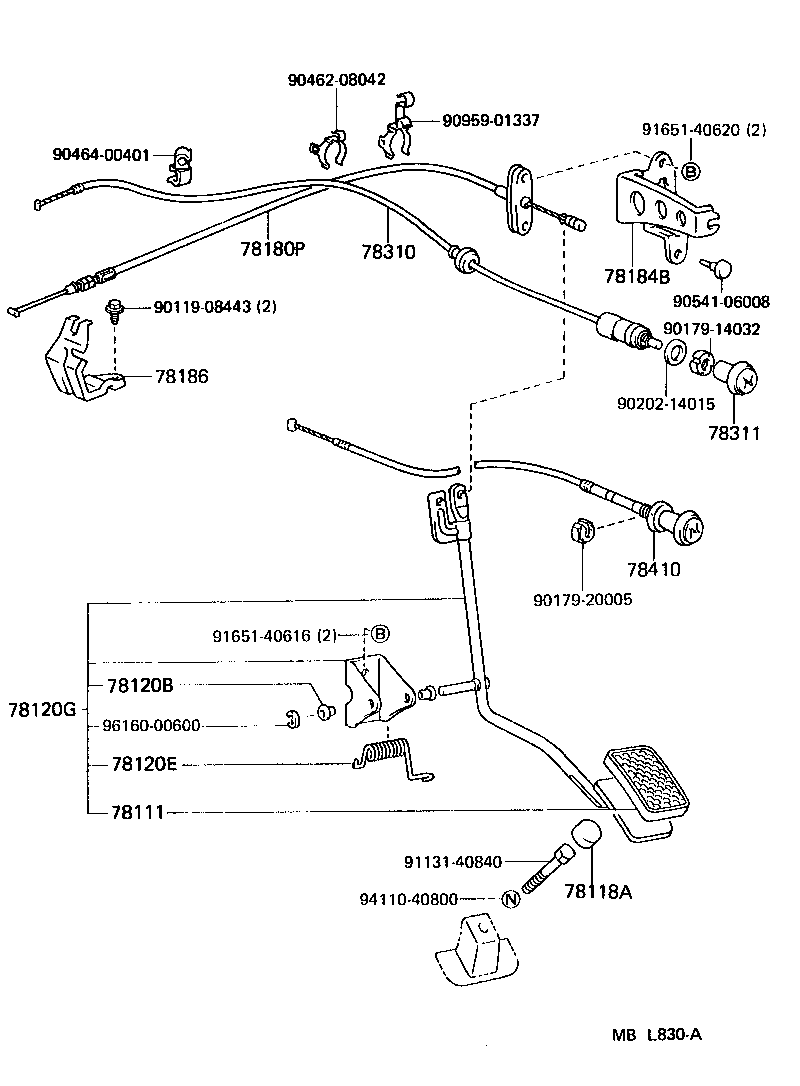 78180-90A09 CABLE ASSY, ACCELERATOR CONTROL product image