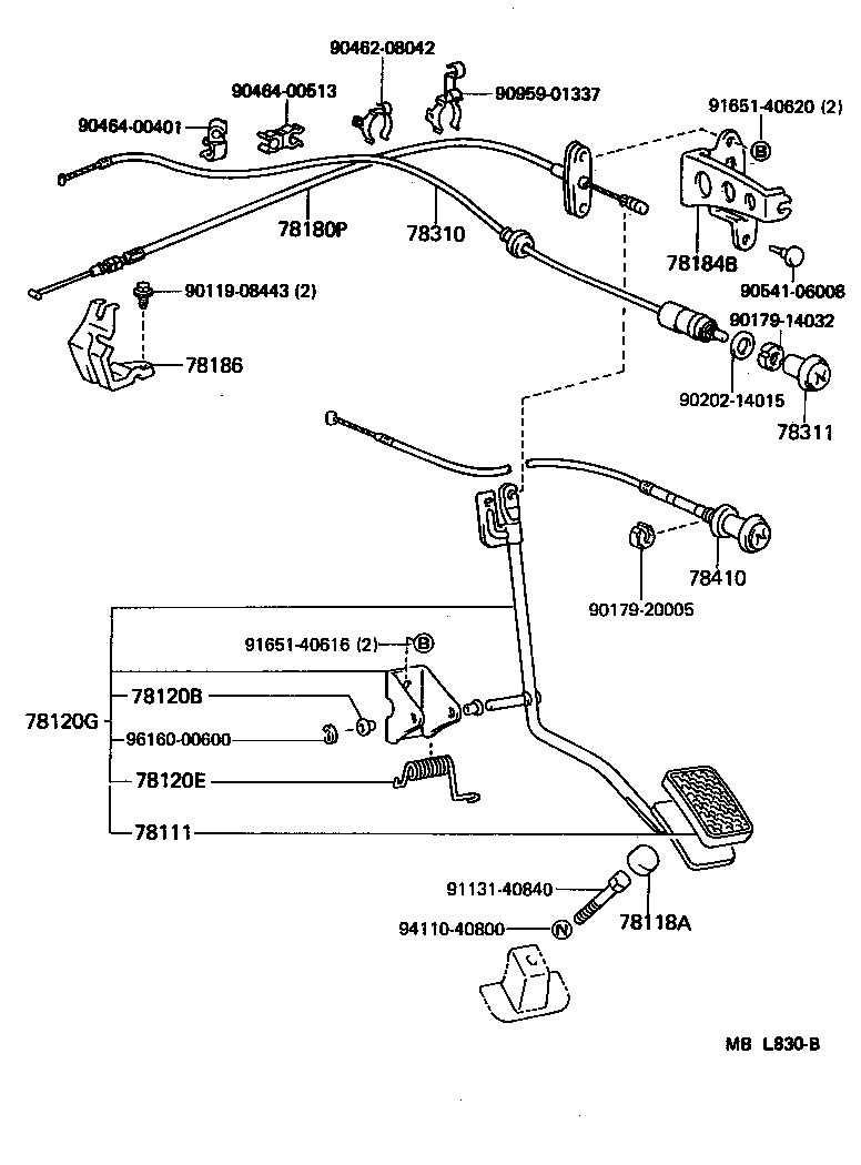 78180-90A33 CABLE ASSY, ACCELERATOR CONTROL product image