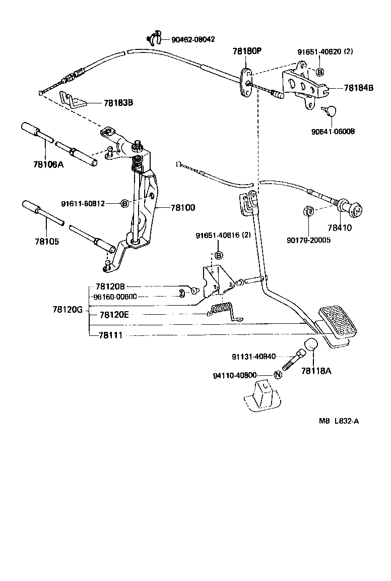 78180-90A09 CABLE ASSY, ACCELERATOR CONTROL product image