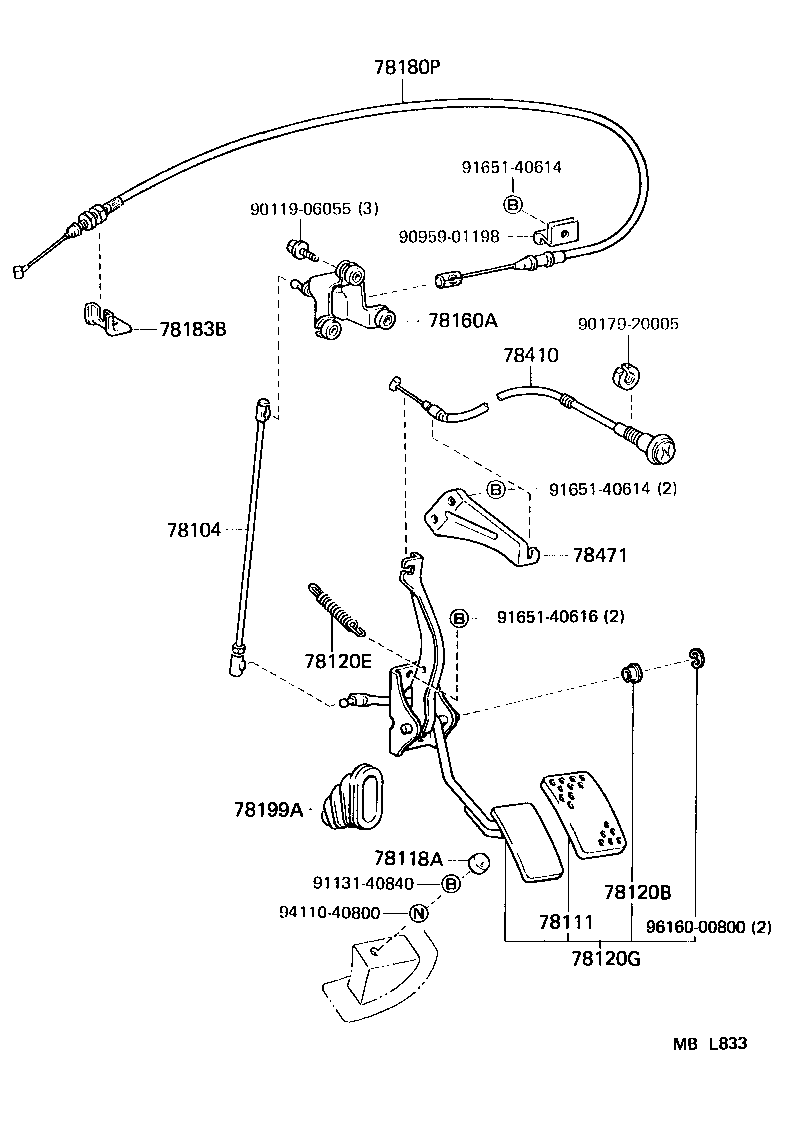 78180-90A09 CABLE ASSY, ACCELERATOR CONTROL product image