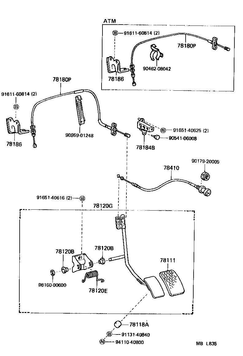 78180-90A09 CABLE ASSY, ACCELERATOR CONTROL product image