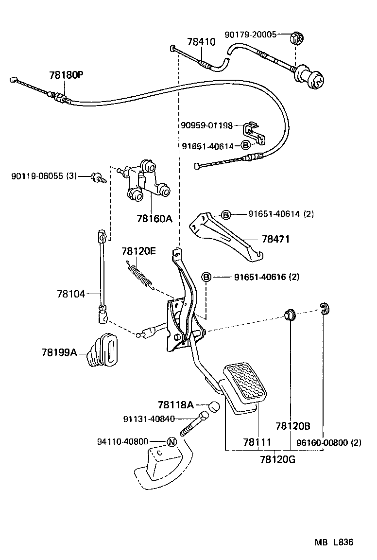 78180-90A09 CABLE ASSY, ACCELERATOR CONTROL product image