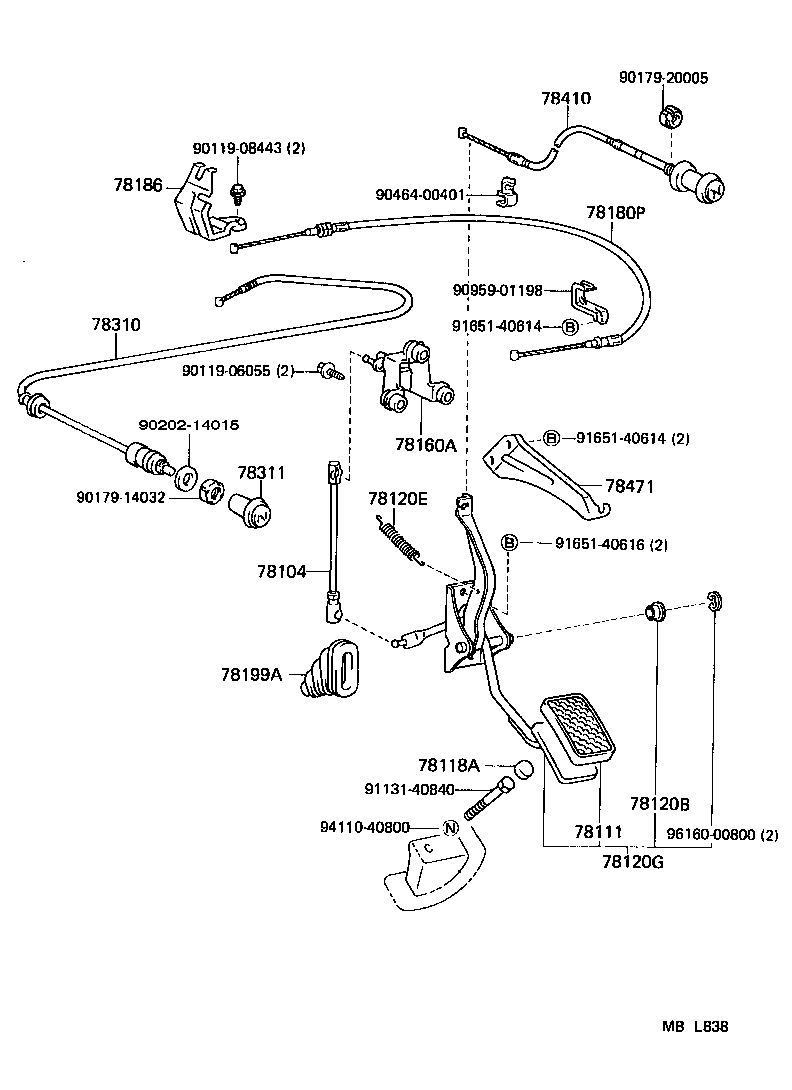 78180-90A09 CABLE ASSY, ACCELERATOR CONTROL product image
