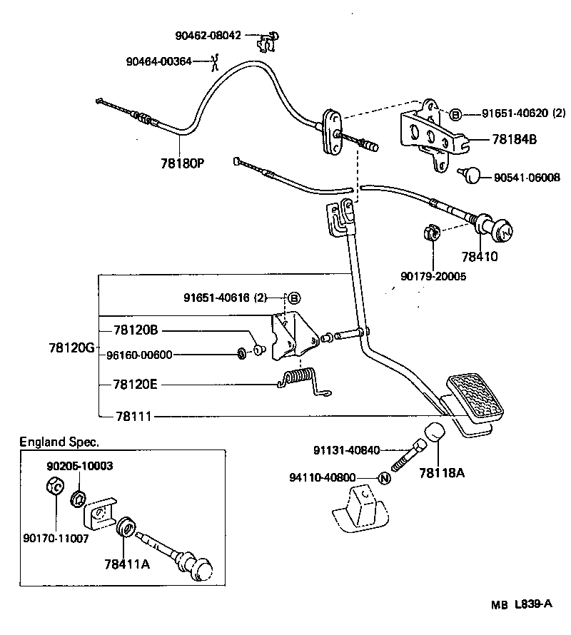 78180-90A29 CABLE ASSY, ACCELERATOR CONTROL product image