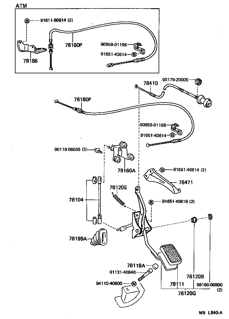 78180-90A29 CABLE ASSY, ACCELERATOR CONTROL product image