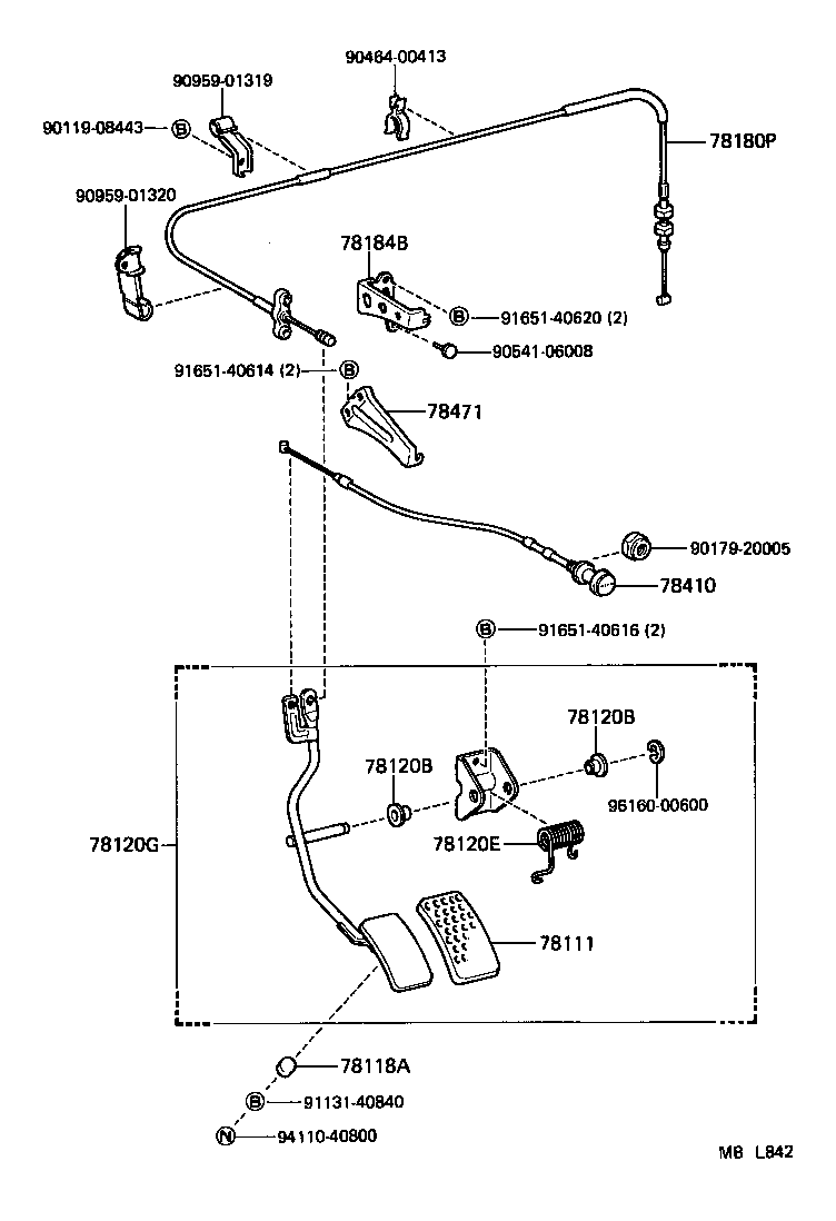 78410-90A08 CABLE ASSY, THROTTLE CONTROL product image
