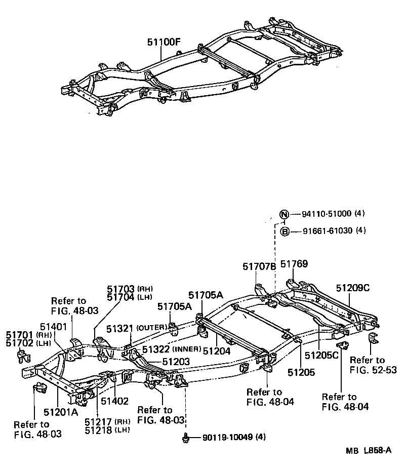 Toyota 51002-60432 FRAME SUB-ASSY