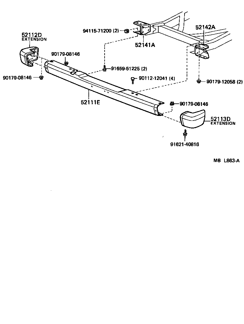 Toyota 52103-90A00 EXTENSION, FRONT BUMPER, LH