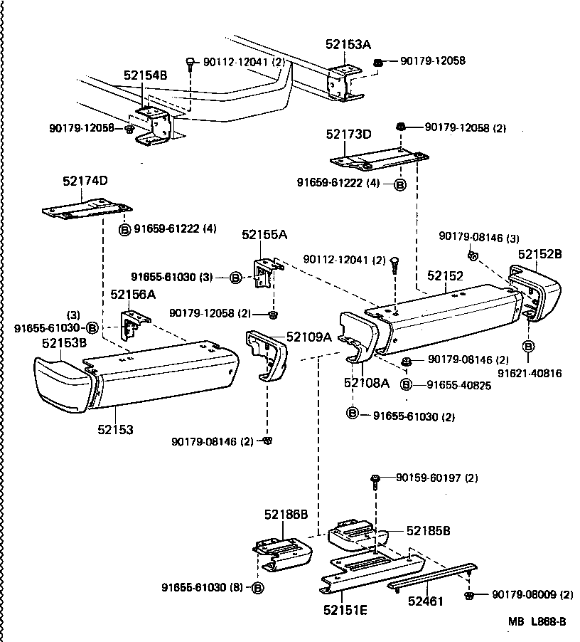 52151-90A01 BAR, REAR BUMPER product image