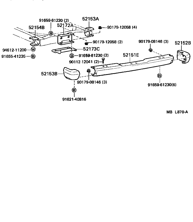52151-90A01 BAR, REAR BUMPER product image