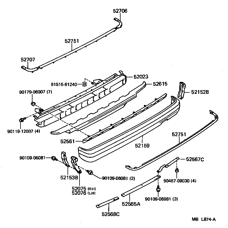 52016-30110 ARM SUB-ASSY, REAR BUMPER, LH product image