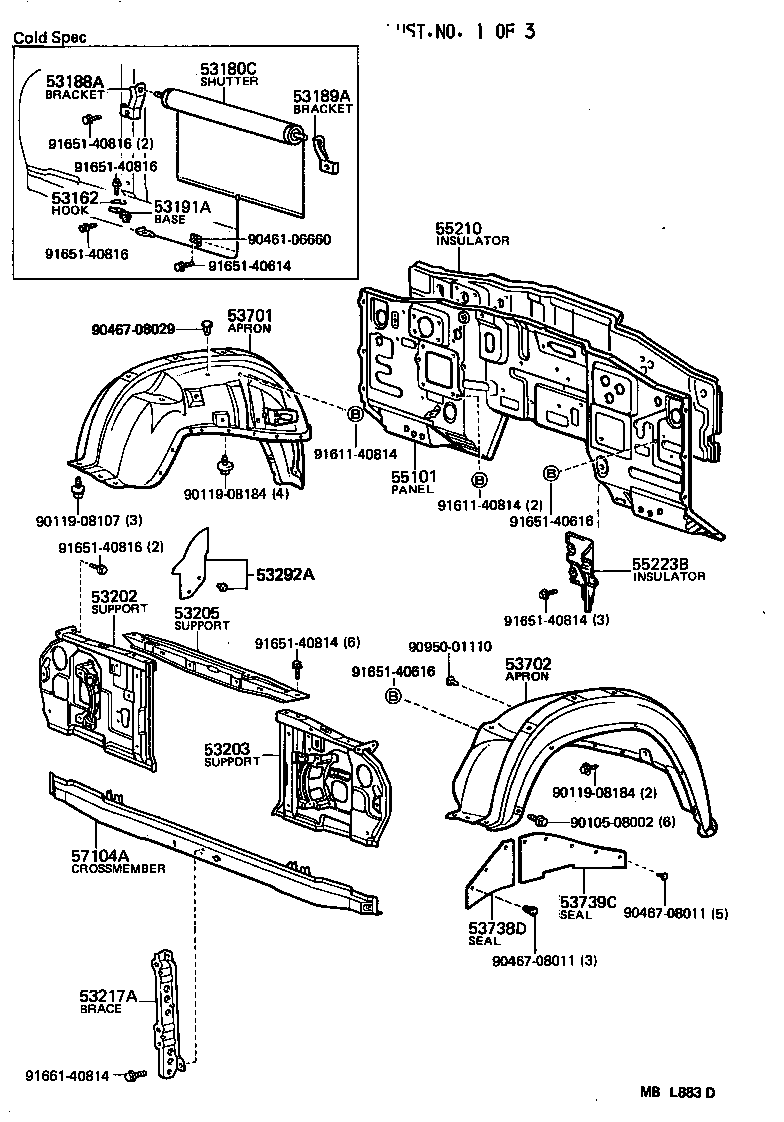 53702-90A11 APRON SUB-ASSY, FRONT FENDER, LH product image