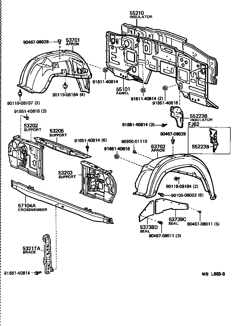 53701-90G92 APRON SUB-ASSY, FRONT FENDER, RH product image