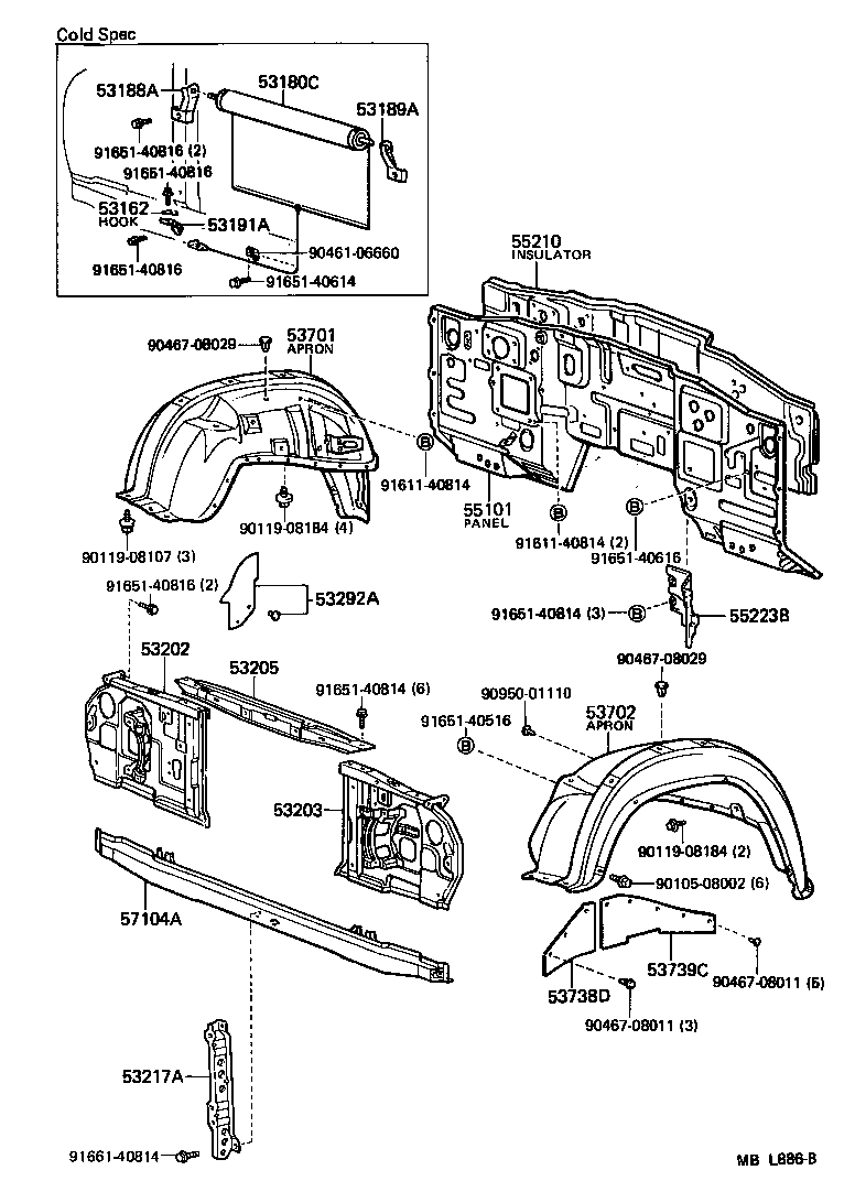 53702-90A70 APRON SUB-ASSY, FRONT FENDER, LH product image