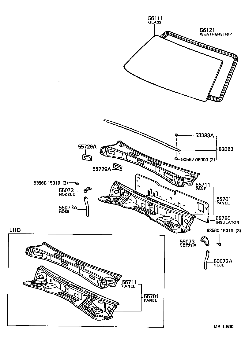 55700-90G15 PANEL SUB-ASSY, COWL product image
