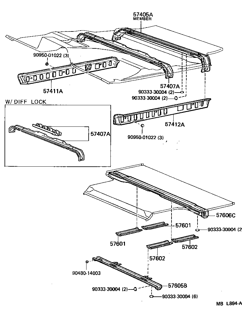Toyota 57635-90A03 MEMBER SUB-ASSY, REAR FLOOR SIDE, RH
