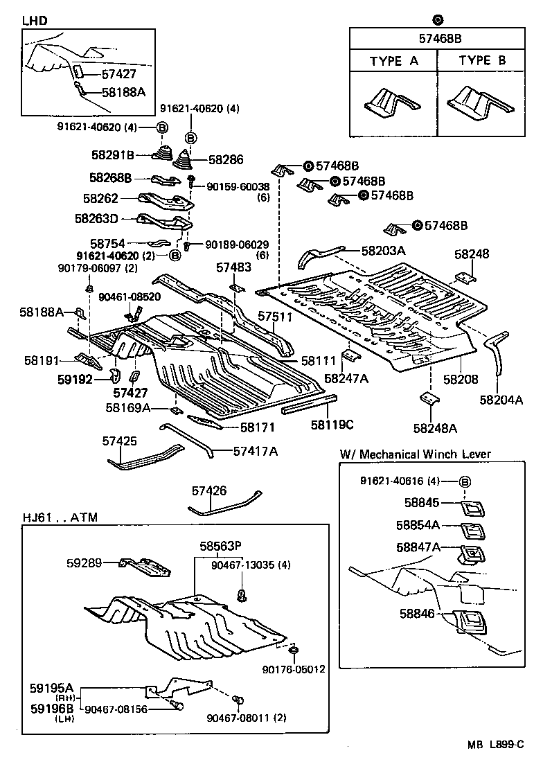58211-90A27 PAN, CENTER FLOOR product image