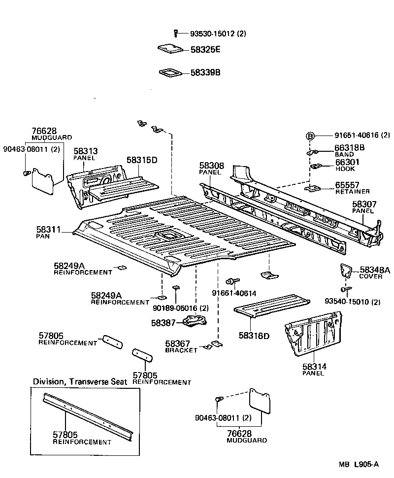 58307-90A02 PANEL SUB-ASSY, BODY LOWER BACK product image