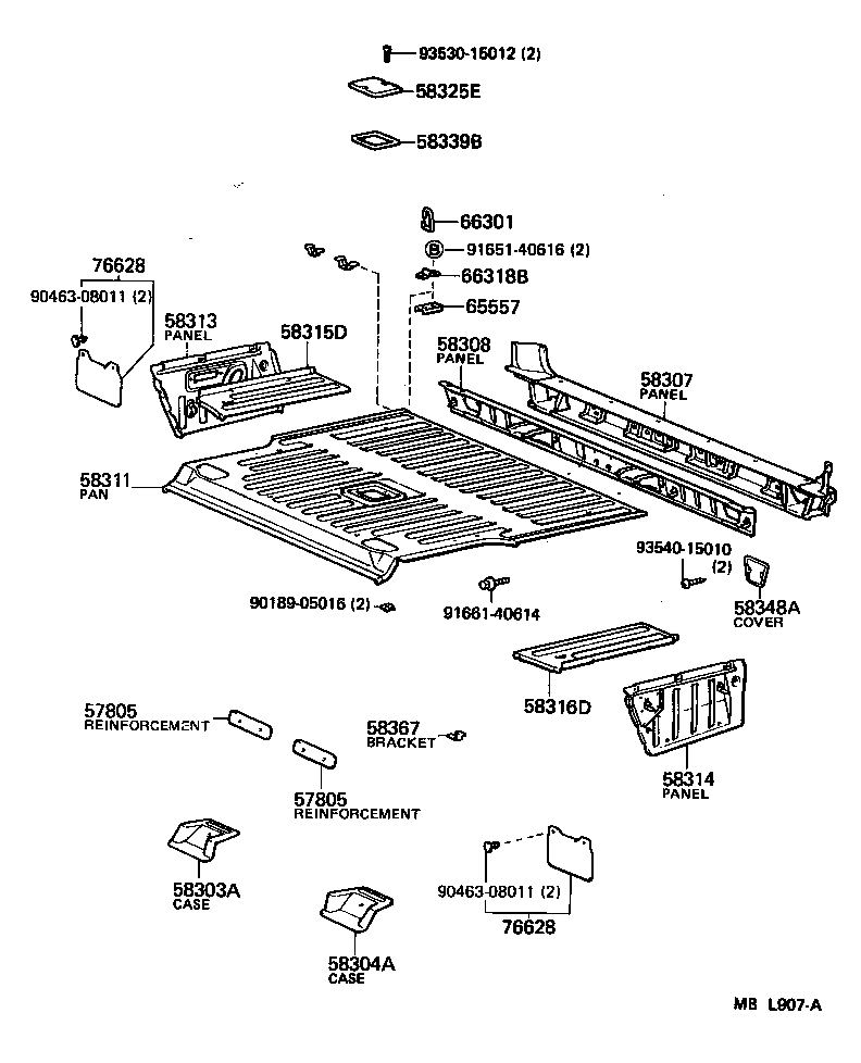 Toyota 58306-90A12 PANEL, REAR FLOOR SIDE, LH