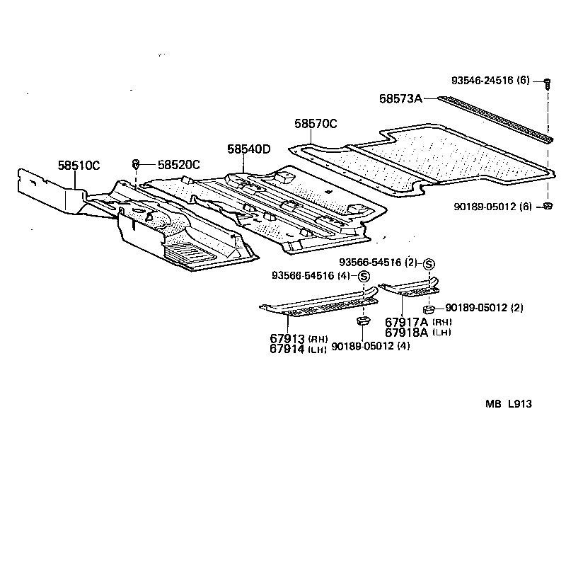 58570-90A39-06 CARPET ASSY, REAR FLOOR product image
