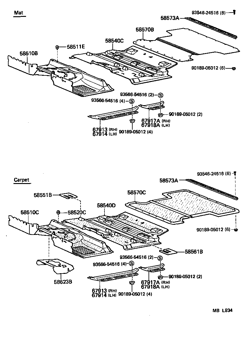 58570-90A28 CARPET ASSY, REAR FLOOR product image