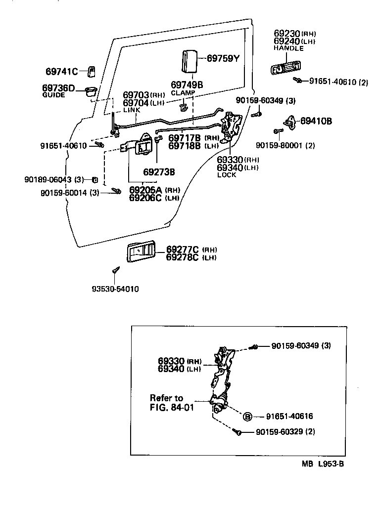 Toyota 69340-90A01 LOCK ASSY, REAR DOOR, LH