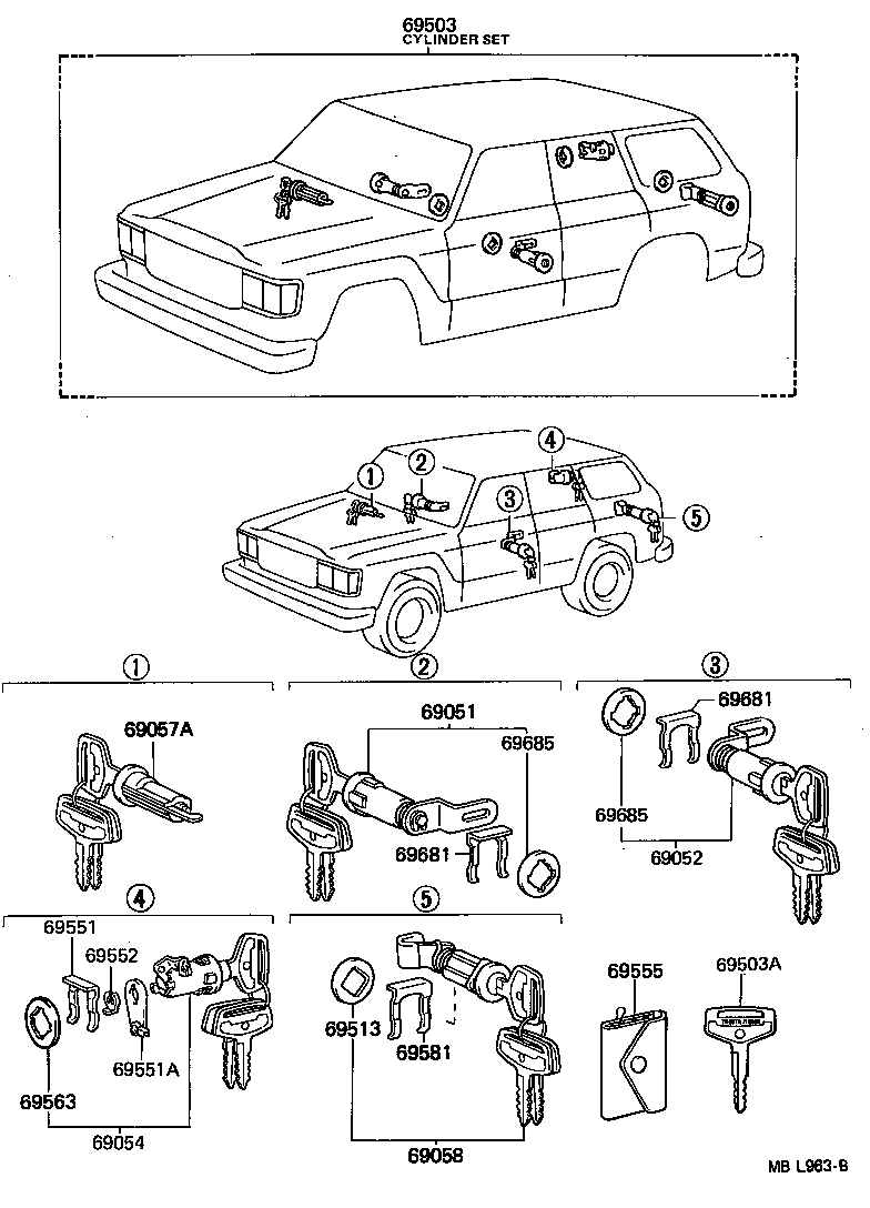 69005-90A57 CYLINDER SET, LOCK product image