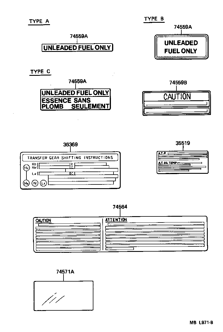 Toyota 74559-60010 LABEL, FUEL INFORMATION