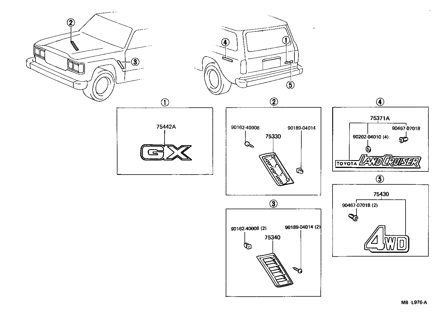 Toyota 75442-90A01 PLATE, BACK DOOR NAME, NO.2