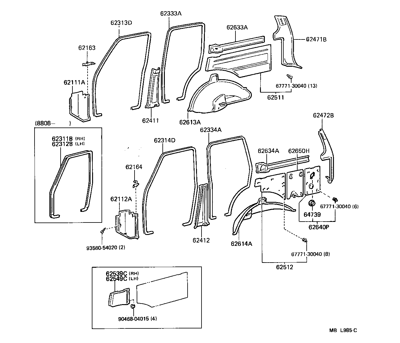 Toyota 62520-90A44-06 BOARD, QUARTER INSIDE TRIM, LH