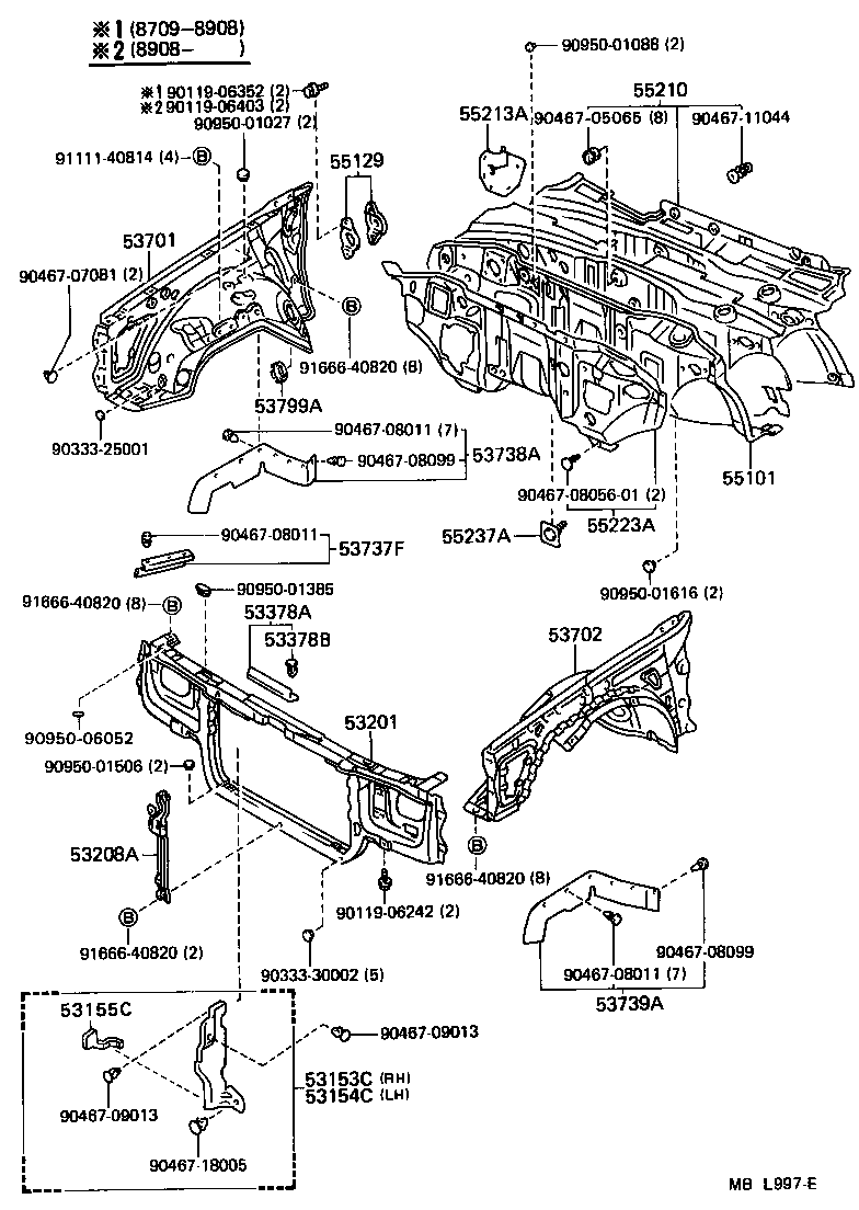53701-30840 APRON SUB-ASSY, FRONT FENDER, RH product image
