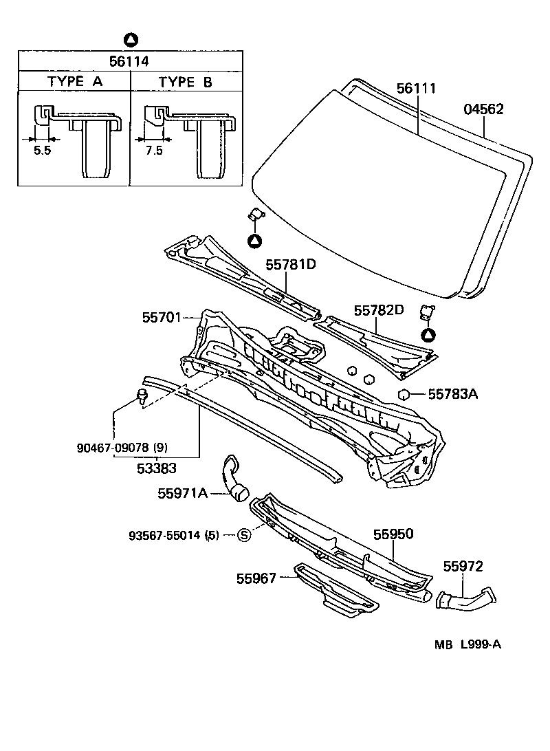 53383-30080 SEAL, HOOD TO COWL TOP product image