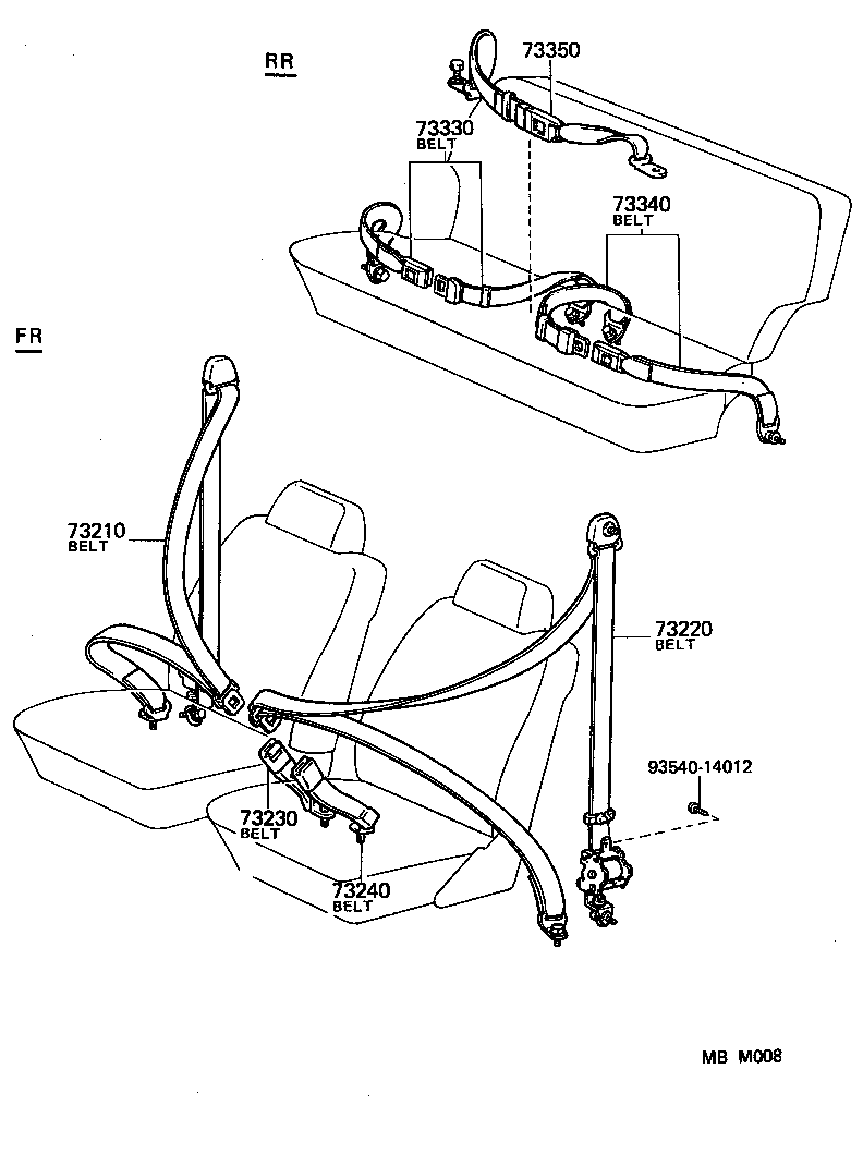 73330-90A39-06 BELT ASSY, REAR SEAT LAP TYPE, CENTER product image
