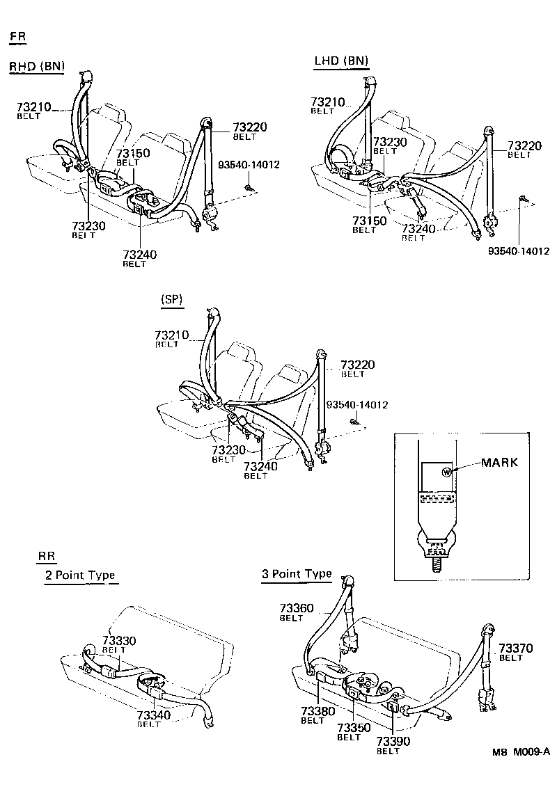 73570-90A07-06 BELT ASSY, REAR NO.2 SEAT, OUTER LH product image