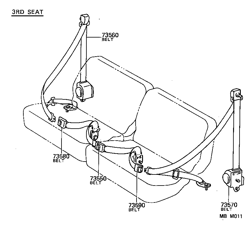 73570-90A08-06 BELT ASSY, REAR NO.2 SEAT, OUTER LH product image