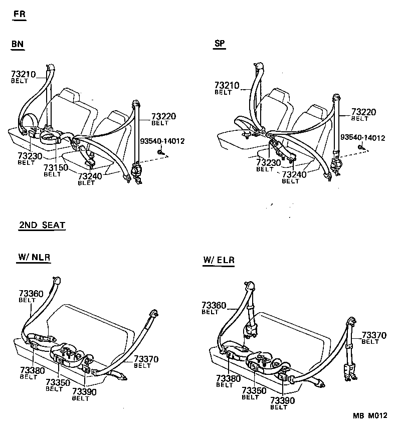 73570-90A08-06 BELT ASSY, REAR NO.2 SEAT, OUTER LH product image