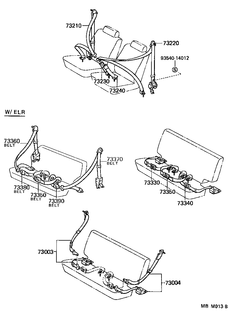 Toyota 73003-90A00-06 BELT SET, REAR SEAT 3 POINT TYPE, RH